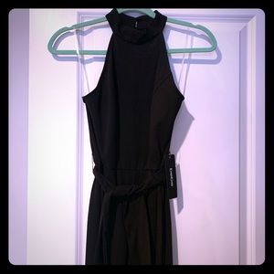 Black sleeveless wide leg jumpsuit
